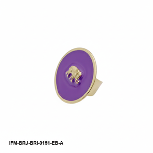 Brazalete Artesanal de Latón con Disco de Esmalte Morado y Motivo Dorado, Joyería Ajustable, Regalo para Ella - Product Image 2