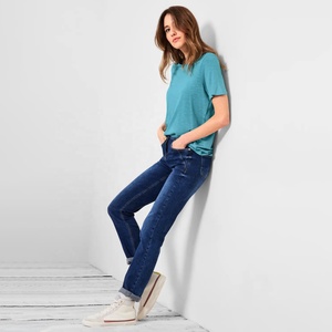 T-shirt décontracté pour femme à col rond, personnalisé, imprimé sérigraphié et brodé, en coton et polyester, anti-boulochage, respirant – Grande Vente - Product Image 3