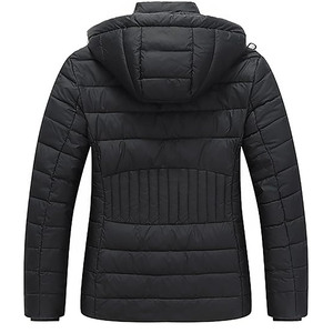 Women's Knitted Hooded Quilted Jacket Polyester Wadding Black Winter Coat Full Sleeve <b>Zipper</b> Closure Solid Color Regular Fit - Product Image 5