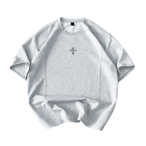 <b>Raglan</b> Crew Neck Short <b>Sleeve</b> <b>T</b>-<b>Shirt</b> Applique Oversized Front Cross Graphic Casual Streetwear Clothing Apparel Daily Wear - Product Image 1