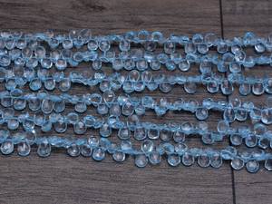 AAA ลูกแพร์สีฟ้าบุษราคัม6x4มม. ลูกแพร์ briolette ลูกแพร์พลอยล้ำค่าลูกปัด briolette แท้สำหรับเครื่องประดับ - Product Image 2