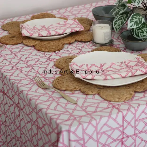 Hint el bloğu baskılı pamuklu masa örtüsü yemek masası bez toptan el yapımı pamuk masa örtüsü