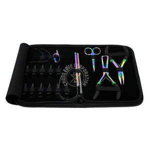 Extension de cheveux à boucle de traction en acier inoxydable multicolore Aiguilles en forme de C Kit d'outils d'extension de cheveux Pince à micro perles 12 pinces à cheveux - Product Image 1