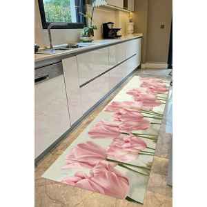 Alfombras de tulipanes rosas, alfombra estampada, diseño botánico moderno, alfombra antideslizante, alfombra fina no tejida - Product Image 5