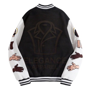 เสื้อแจ็คเก็ตเบสบอลวาร์ซิตี้ลายทางสีสันสดใส พิมพ์ลายสโลแกน สำหรับผู้ชาย วัสดุสัมผัสนุ่มเป็นมิตรกับสิ่งแวดล้อม เหมาะสำหรับฤดูใบไม้ผลิและฤดูใบไม้ร่วง สไตล์ลำลองแบบนักศึกษา - Product Image 2