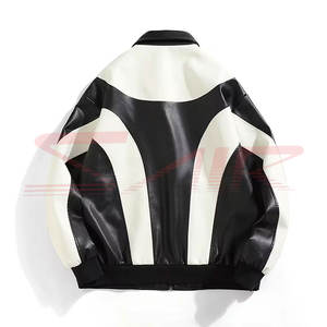 Blouson en cuir pour homme grande taille, style motard, personnalisé, ample, streetwear, respirant, imperméable, fermeture éclair, nouvelle collection hiver, Pakistan - Product Image 3