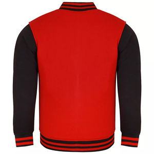 Veste universitaire en molleton de coton, col montant, style uniforme de baseball, avec logo brodé en chenille - Product Image 6