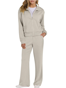Chaqueta Deportiva de Mujer, Color Sólido, con Capucha y Cierre Completo, Bolsillos Laterales, Corte Holgado, Informal, Otoño, Material Poliéster - Product Image 1