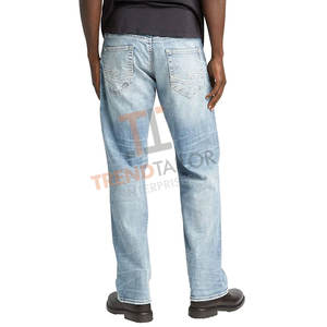 Pantalon en jean pour homme, coupe ample, tissu doux, pour un style urbain, pantalon en jean léger pour homme - Product Image 4
