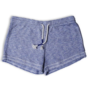 กางเกงขาสั้นสตรีสไตล์สตรีทแวร์ผ้าฝ้ายฟลีซ เอวกลาง ล้างสีแบบสโตนวอช มีเชือกผูก ปลายขอบด้ายเย็บ 60% ผ้าฝ้าย 40% ผ้าโพลีเอสเตอร์ 220 GSM สินค้าขายดี - Product Image 1