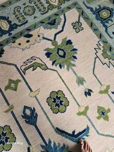 Tapis Oushak noué à la main de style traditionnel de haute qualité 9x12 laine et soie brodées pour la maison et les hôtels pour la prière - Product Image 6