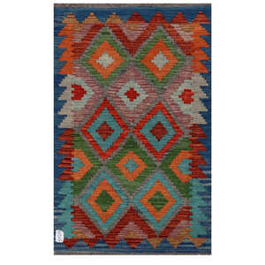 Alfombra Kilim de Maimana, Afganistán, 126 x 79 cm, Producto para Colgar en la Pared - Product Image 1