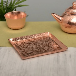 Plateau de service en cuivre fait à la main de haute qualité forme carrée dernière arrivée plateau décoratif pour un usage domestique taille personnalisée - Product Image 2