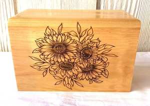 Urna de Cremación de Madera de Girasol para Adultos, Urna de Cremación Floral, Urnas de Madera Hechas a Mano con Nuevo Diseño, Urnas Funerarias - Product Image 2