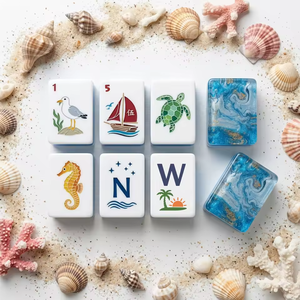 Juego de Mahjong Artesanal Oceánico, 160 Fichas, Diseño de Criaturas Marinas, Fichas de Resina Personalizadas, Juego de Mahjong Americano de Lujo, Set de Regalo con Diseño de <span class=keywords><strong>Sirena</strong></span> - Product Image 2