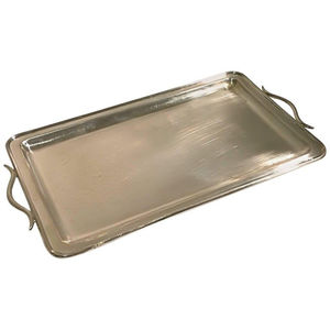 Plateau de service rectangulaire en aluminium de qualité supérieure avec poignées, finition argentée, plateau de service alimentaire décoratif en métal pour l'hôtellerie - Product Image 4
