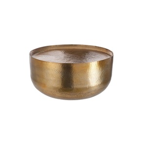 2025 Modern Nordic Design Gold-Colored Aluminium Hammered Coffee <b>Table</b> Wooden Set Dining Home <b>Kitchen</b> Bedroom Featuring Glass - Product Image 1