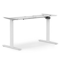 Bureau Électrique de Luxe à Moteur Simple, pour Ordinateur, Poste de Travail Assis-Debout, Cadre Blanc, Hauteur Réglable