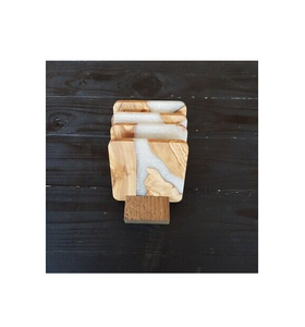 ชุดที่รองแก้วทำด้วยมือทำจากเรซินและไม้รองแก้วงานหัตถกรรม4ชิ้นชุดครัวโรงแรมแผ่นรองแก้ว - Product Image 1