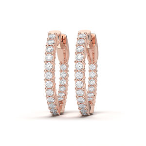 Glamorous Diamond Shine 1.00Ct Round Lab Grown Diamond In Out Pendientes de aro en oro de 14K Venta al por mayor OEM - Product Image 2