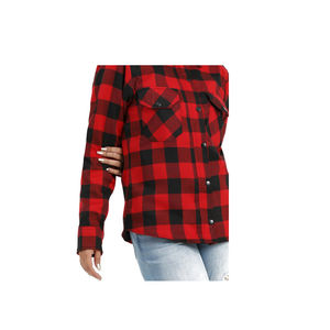 Chemises en flanelle solide 100% coton pour femmes bouton décontracté manches larges couleur et taille personnalisées moto équitation manches longues - Product Image 5