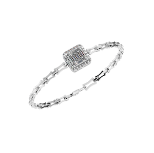 Pulsera de eslabones de cadena fina para mujer de platino 950 de alta calidad, Baguette cuadrada de lujo, racimo de diamantes naturales, compra clásica a granel - Product Image 1