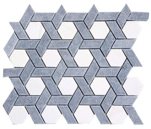 Mosaico Hexagonal de Piedra Ojo de Zorro, Mate, Blanco Lechoso y Negro, Moderno, para Pared Interior, Baño, Resistente al Agua - Product Image 1