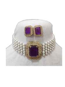 Pierre unique traditionnelle avec collier en laiton perlé pour tenue de fête ethnique pour fiançailles de mariage et anniversaire - Product Image 6