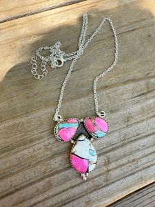 Collar de 3 piedras de plata de ley de caramelo de algodón hecho a mano, joyería elegante, regalo de Diseño Artesanal único para mujer - Product Image 2