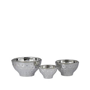 <b>Set</b> of 3 Unique Stand Wedding Dinner Table Usage Decorative <b>Bowl</b> Nickel Plated Finishing Food and <b>Dessert</b> Serving Modern <b>Bowl</b> - Product Image 1