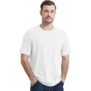 Nuevas camisetas ajustadas suaves y cómodas de estilo de bolsillo antiarrugas 100% algodón hecho con ajuste Regular, camiseta ligera de Color blanco - Product Image 3