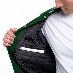 Veste de baseball en laine unisexe personnalisable avec col montant et broderie de logo sur le devant, vêtements de sport écologiques pour hommes - Product Image 5