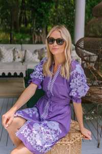 Alta moda personalizar Floral bordado manga corta diseñador ropa festiva mujeres pesado bordado vestido - Product Image 4