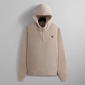 Artisan Quarter Zip <b>Hoodie</b> Waffle Knit Comfort Streetwear With Embroidered Thermal Design 100% Cotton with Pocket - Product Image 1