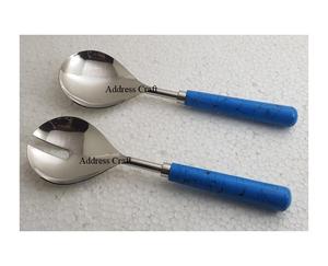 Ensemble de 2 pièces de luxe en acier inoxydable 18/8 avec poignée en acrylique outils de salade personnalisés matériau écologique ustensile de service en métal - Product Image 5