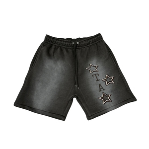 Shorts en toile délavée personnalisés de haute qualité pour l'été, 100 % polyester, pour hommes, délavés à l'acide, unis, décontractés, respirants, séchage rapide, numériques - Product Image 1