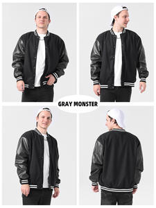 Men's Retro College Style All-Season Varsity Jacket PU Leather Embroidered Stitching Loose Fit CollegeBaseballjacket for men - Product Image 4