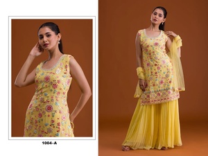 Venta caliente Heavy Faux Georgette con bordado de papel de aluminio Trabajo Salwar Suit Compras en línea a precio mayorista - Product Image 3