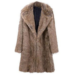 Manteau long en fausse fourrure à manches longues, décontracté, tendance, pour femmes, hiver, de haute qualité, avec fourrure, sur mesure - Product Image 1