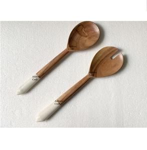 Tendance Design Résine Poignée Salade Serveur Cuillère Fourchette Ensemble Personnalisé Salade Outils Cuillère Fourchette Vaisselle Couverts En Bois - Product Image 2