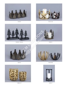 Portavelas de Aluminio Portátil Hecho a Mano de 2 Piezas con Acabado en Níquel, Bandeja Decorativa para Eventos - Product Image 6