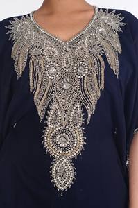 Caftanes islámicos bordados azul marino Georgette - Product Image 2