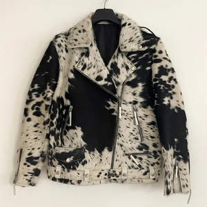 Chaqueta de invierno de cuero genuino para hombres Premium con pelo de vaca bordado para temporadas de otoño Primavera Verano - Product Image 1