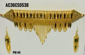 Fashion Unique Design Chik Set With Earrings Gold Plated Arabic Jewellery Sets for Women - Product Image 1