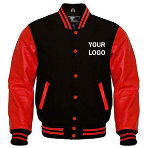 Veste de baseball brodée sur mesure OEM High Street pour hommes haute qualité col montant manches en cuir noir or universitaire hiver - Product Image 3