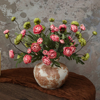 Bunga Ranunculus Sutra Buatan, Tangkai Bunga Sutra Imitasi 51cm untuk Dekorasi Pernikahan, Rumah, Vas, dan Centerpiece Meja