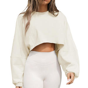Oversized Crop <b>Sweatshirts</b> <b>Girls</b> Croptop <b>Hoodies</b> Women Set Oversize Custom logo Women's Cropped Crewneck <b>Sweatshirt</b> - Product Image 1