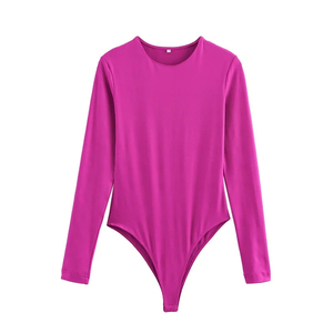 Sexy Slim Body Femmes Mode Solide O Cou À Manches Longues Une Pièce Tops 2025 Nouveau Simple Casual Spice Girl Combinaisons - Product Image 5