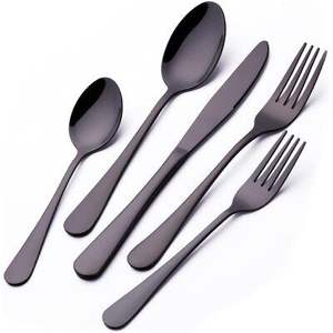 Ensemble de couverts en acier inoxydable de 5 pièces, ustensiles de cuisine idéaux, pour la table, la maison, l'hôtel, finition à deux tons, manche long - Product Image 2