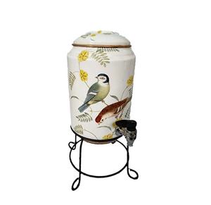 Distributeur d'eau en cuivre de conception unique, fabriqué à la main avec distributeur d'eau sur pied de styliste avec motif imprimé de fleurs - Product Image 4